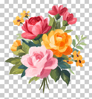 Flower Bouquet - Colorful Flowers Illustration PNG