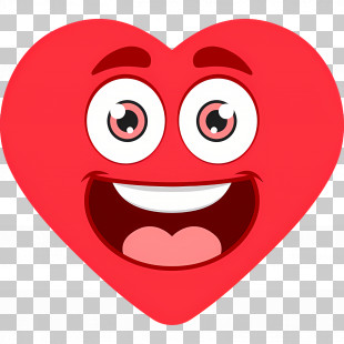 Heart Emoji - Cute Happy Red Heart Cartoon PNG