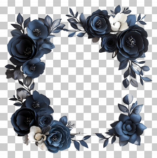 Wedding Flowers - Elegant Black And White Floral Frame PNG
