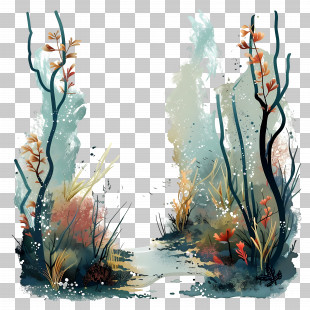 Kelp Forest - Abstract Watercolor Nature Scene PNG