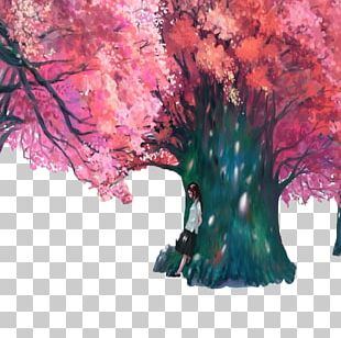Cherry Blossom Comics Illustration PNG