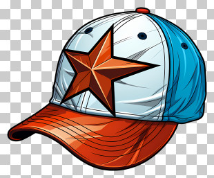 Hat - Baseball Cap With Star Design PNG