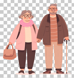 Old People - Elderly Couple Holding Hands In Love PNG