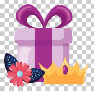 Gift Box With Crown - Gift Box With Crown And Flower PNG