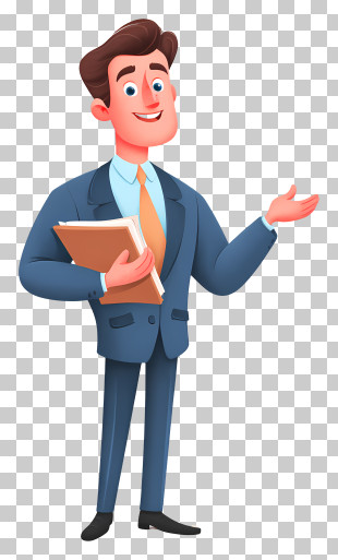 Cheerful Business Presenter With Documents PNG