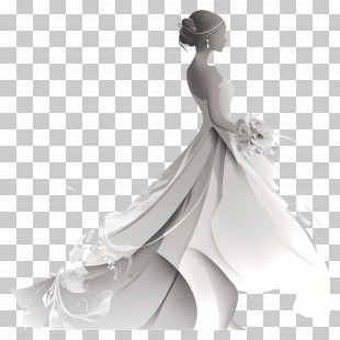 Newlywed - Bride Silhouette In Wedding Dress PNG