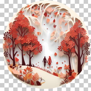 Autumn Walk - Autumn-Themed Paper Cut-Out Art PNG