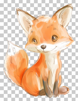 Cute Fox - Cute Sketch Orange Fox Illustration PNG