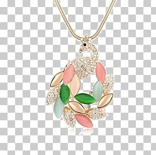Locket Necklace Gemstone Pendant Rhinestone PNG