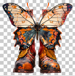Butterfly - Decorative Boots With Butterfly Wings PNG
