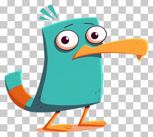 Perry The Platypus - Green Cartoon Bird With Orange Beak PNG