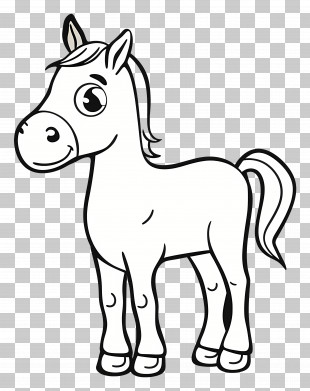 Horse Outline - Cartoon Horse Line Art Illustration PNG