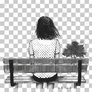 Girl On Bench - Girl Sitting On A Bench PNG