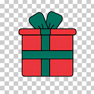Icon - Christmas Gift Box With Green Bow PNG