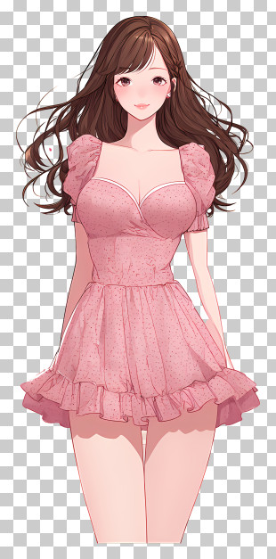 Beautiful Woman In Pink Dress PNG