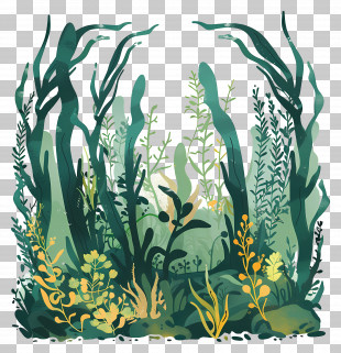 Kelp Forest - Underwater Scene With Seaweed And Aquatic Plants PNG