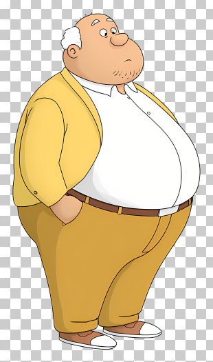 Big Bellied Man - Cartoon Man In Yellow Outfit PNG