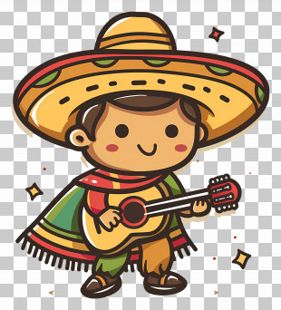Mexican Man - Musical Mexican Character With Guitar PNG