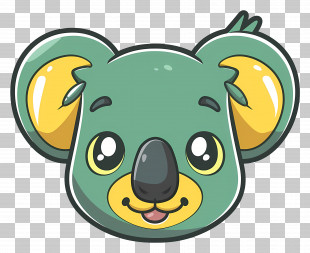 Cute Koala Face - Cute Green Koala Cartoon PNG