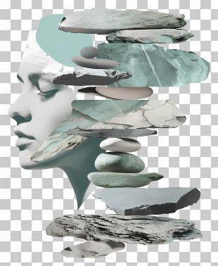 Rocks - Abstract Face With Stones PNG