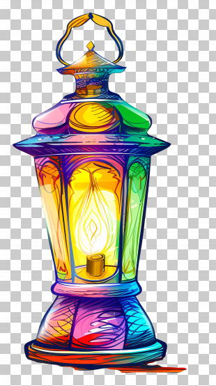 Islamic Lamp - Vibrant Colorful Lantern Illustration PNG