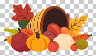 Cornucopia - Thanksgiving Cornucopia With Autumn Harvest PNG