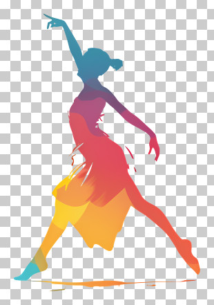 Colorful Dancing Silhouette - Colorful Dancing Silhouette Artwork PNG