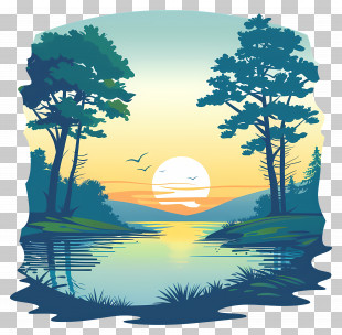 Summer Morning - Sunrise Over A Calm Lake PNG