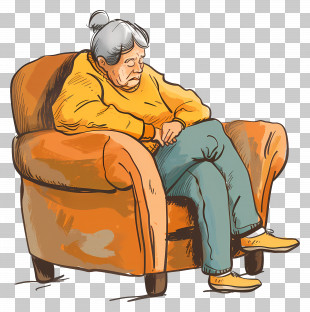 Tired Old Woman - Elderly Woman Sitting In A Chair PNG