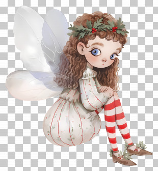 Christmas Fairy - Adorable Christmas Fairy With Holly Crown PNG