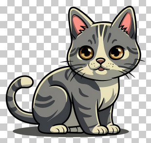 Cartoon - Cute Tabby Cat Cartoon Illustration PNG