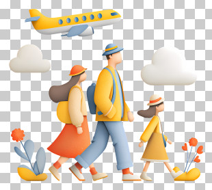 Family Traveling With Plane PNG