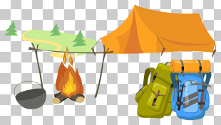 Campsite - Outdoor Camping Setup With Tent And Campfire PNG