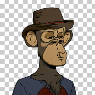 Cartoon - Monkey Character With Hat And Serious Expression PNG