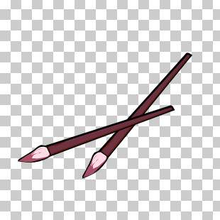 Red Paintbrush - Pair Of Wooden Chopsticks PNG