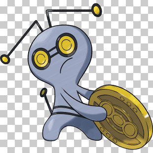 Gimmighoul - Cartoon Character With Antenna And Shield PNG