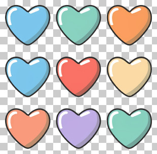 Cartoon - Set Of Colorful Heart Icons PNG