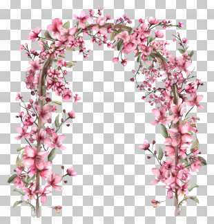 Pink Blossom Archway - Beautiful Floral Arch With Pink Blossoms PNG