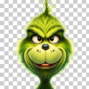 Christmas Grinch - Grinch Green Furry Face PNG