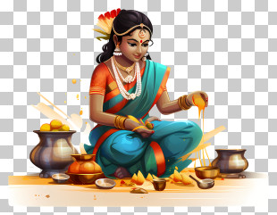 Traditional Indian Dress - Traditional Woman Preparing Food PNG