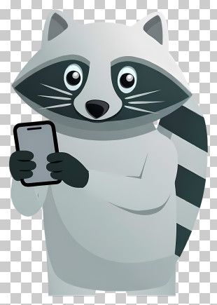 Cartoon Raccoon - Cartoon Raccoon With Phone PNG