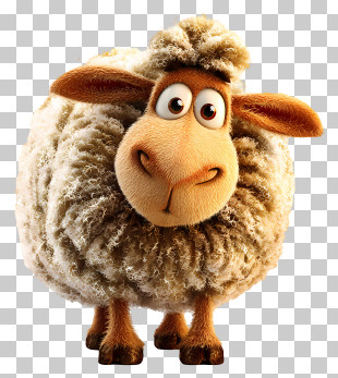 Cartoon Smiling Sheep - Cute Cartoon Sheep With Fluffy Wool PNG