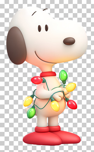 Snoopy Holding Christmas Lights - Snoopy Holding Colorful Christmas Lights PNG