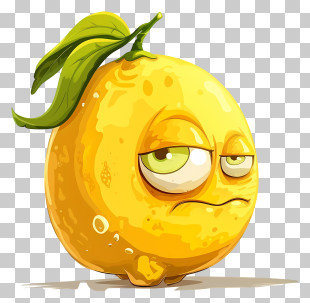 Cartoon Lemon - Grumpy Yellow Lemon Cartoon PNG