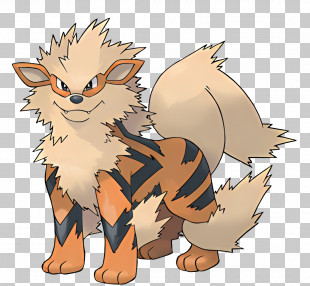 Arcanine - Cartoon Fantasy Fiery Dog Illustration PNG