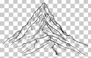 Mountain - Black And White Mountain Sketch Drawing PNG