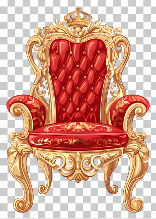 Throne - Golden And Red Royal Throne Chair PNG