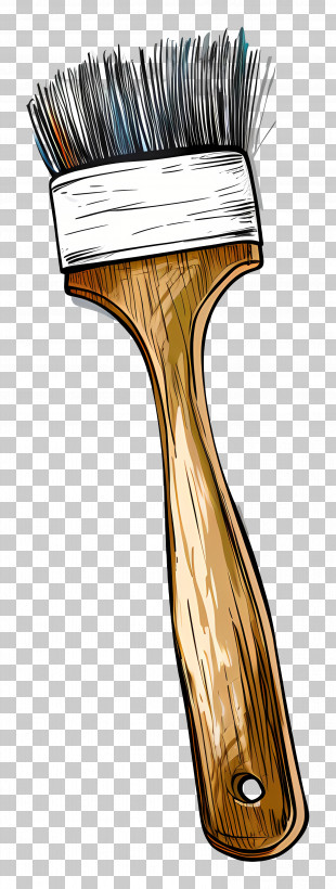 Paintbrush With Wooden Handle - Illustration Of A Paintbrush With Wooden Handle PNG