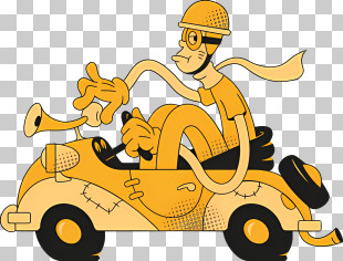 Car Driving - Cartoon Car With Driver PNG