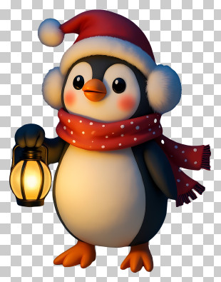 Christmas Penguin - Cute Penguin With Lantern PNG